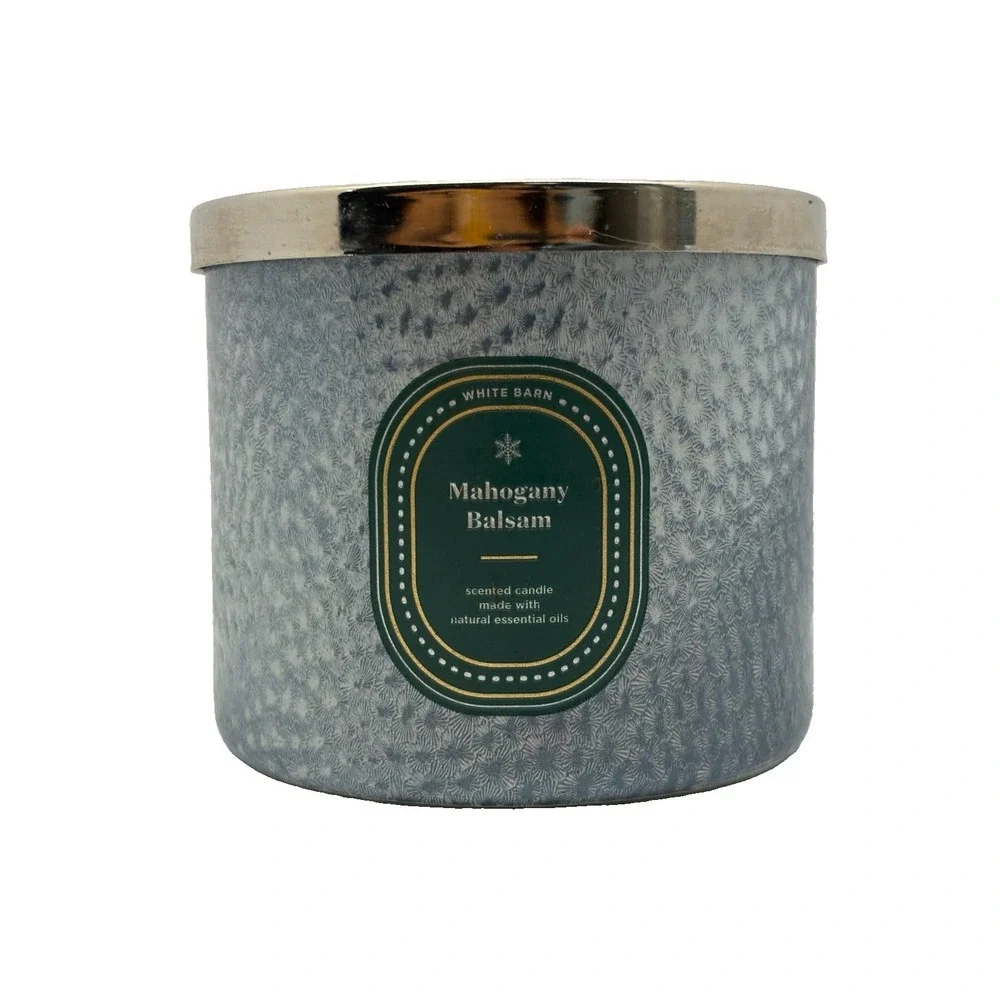 White Barn Mohageny Balsam Scented Candle Made With Essential Oils Used